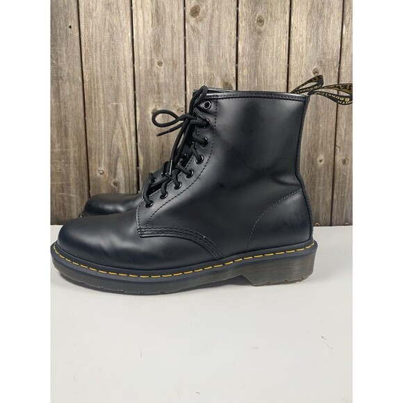 Dr. Martens 1460 Leather 8-Eye Lace-Up Boots, Blk w/Yellow Stitching, EUC, M11 main image 4